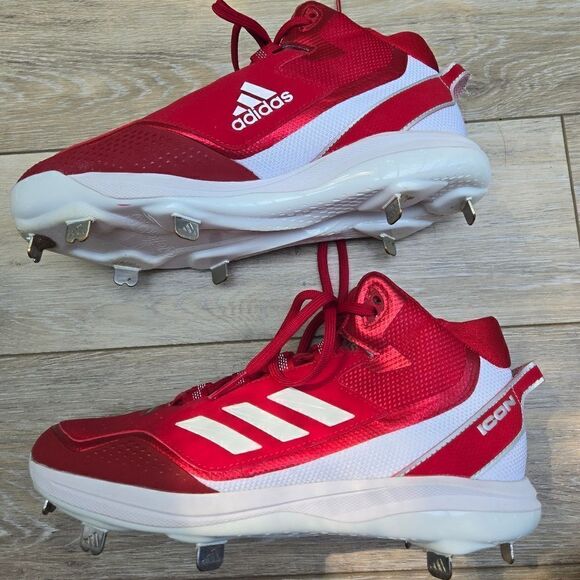 Adidas Icon baseball softball turf shoe red white sneaker size men's 8.5 - Picture 3 of 12